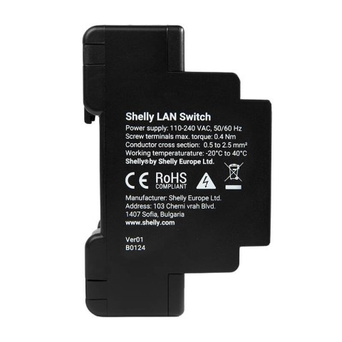Przełącznik Ethernet z 5 portami RJ45 Shelly LAN Switch Przełącznik Ethernet z 5 portami RJ45 Shelly LAN Switch