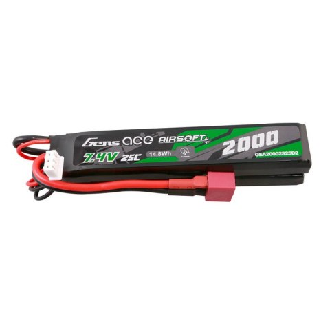 Akumulator Gens Ace 25C 2000mAh 2S2P 7.4V Saddle Airsoft Gun Lipo z konektorem Mini Deans(T) Plug Akumulator Gens Ace 25C 2000mAh 2S2P 7.4V Saddle Airsoft Gun Lipo z konektorem Mini Deans(T) Plug