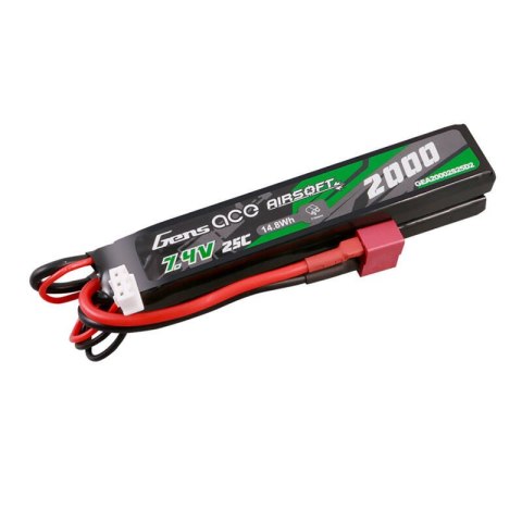Akumulator Gens Ace 25C 2000mAh 2S2P 7.4V Saddle Airsoft Gun Lipo z konektorem Mini Deans(T) Plug Akumulator Gens Ace 25C 2000mAh 2S2P 7.4V Saddle Airsoft Gun Lipo z konektorem Mini Deans(T) Plug