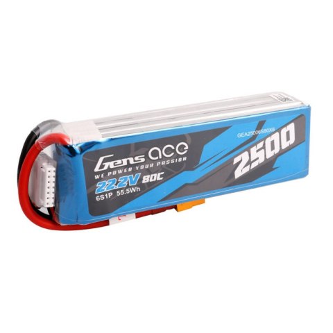 Akumulator Gens ace 2500mAh 22.2V 80C 6S1P Lipo z konektorem XT60 plug Akumulator Gens ace 2500mAh 22.2V 80C 6S1P Lipo z konektorem XT60 plug