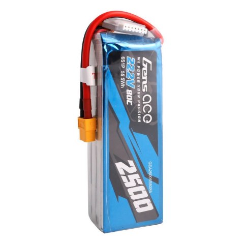 Akumulator Gens ace 2500mAh 22.2V 80C 6S1P Lipo z konektorem XT60 plug Akumulator Gens ace 2500mAh 22.2V 80C 6S1P Lipo z konektorem XT60 plug