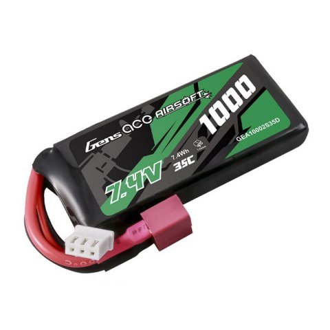 Akumulator Gens ace 35C 1000mAh 2S1P 7.4V Airsoft Gun Lipo z konektorem T Plug Akumulator Gens ace 35C 1000mAh 2S1P 7.4V Airsoft Gun Lipo z konektorem T Plug
