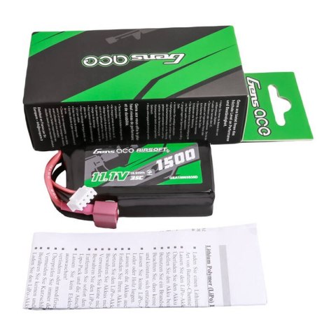 Akumulator Gens ace 35C 1500mAh 3S1P 11.1V Airsoft Gun Lipo z konektorem T Plug Akumulator Gens ace 35C 1500mAh 3S1P 11.1V Airsoft Gun Lipo z konektorem T Plug