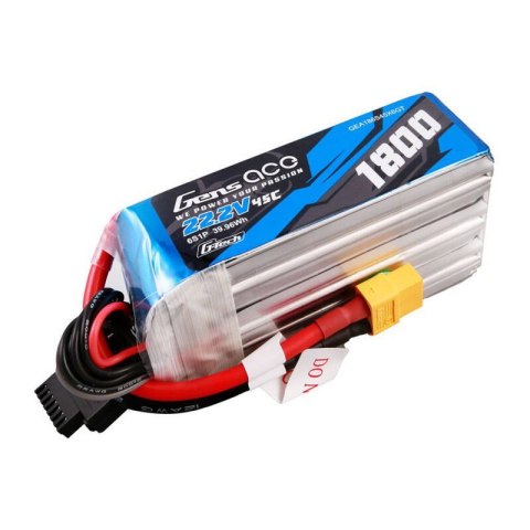 Akumulator Gens ace G-Tech 1800mAh 22.2V 45C 6S1P Lipo z konektorem XT60 Plug Akumulator Gens ace G-Tech 1800mAh 22.2V 45C 6S1P Lipo z konektorem XT60 Plug