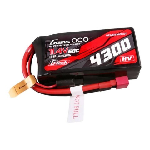 Akumulator Gens ace G-Tech 4300mAh 3S1P 11.4V 60C Lipo z konektorem T-plug Akumulator Gens ace G-Tech 4300mAh 3S1P 11.4V 60C Lipo z konektorem T-plug
