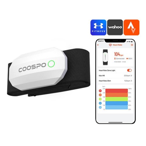 Czujnik tętna Coospo H808S-W - kompatybilne z:Strava, wahooo, mapmyfitness itp. Czujnik tętna Coospo H808S-W - kompatybilne z:Strava, wahooo, mapmyfitness itp.
