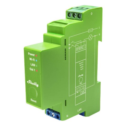 1-kanałowy ściemniacz na szynę DIN Shelly Pro Dimmer 1 WiFi/Bluetooth 1-kanałowy ściemniacz na szynę DIN Shelly Pro Dimmer 1 WiFi/Bluetooth