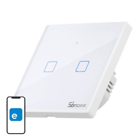 Dotykowy włącznik światła WiFi + RF 433 Sonoff T2 EU TX (2-kanałowy) nowa wersja Dotykowy włącznik światła WiFi + RF 433 Sonoff T2 EU TX (2-kanałowy) nowa wersja