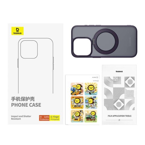 Etui Baseus SkyRing Magnetic ze stojakiem dla iP 14 Pro Max + szkło hartowane i zestaw czyszczący (fioletowy) Etui Baseus SkyRing Magnetic ze stojakiem dla iP 14 Pro Max + szkło hartowane i zestaw czyszczący (fioletowy)