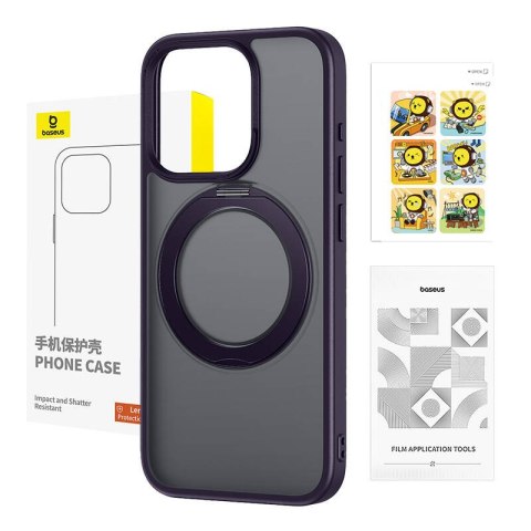 Etui Baseus SkyRing Magnetic ze stojakiem dla iP 14 Pro Max + szkło hartowane i zestaw czyszczący (fioletowy) Etui Baseus SkyRing Magnetic ze stojakiem dla iP 14 Pro Max + szkło hartowane i zestaw czyszczący (fioletowy)