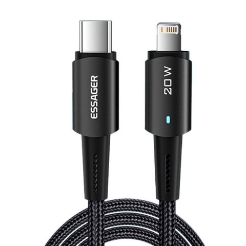 Kabel USB-C do Lightning, Essager, EXCTL-CG01, 20W, 1m (czarny) Kabel USB-C do Lightning, Essager, EXCTL-CG01, 20W, 1m (czarny)