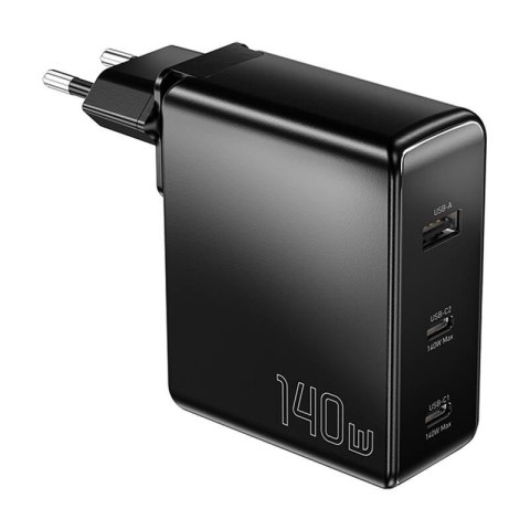 Ładowarka sieciowa, Essager, ECT2CA-MQB01-Z, 2xUSB-C, USB-A, 140W (czarna) Ładowarka sieciowa, Essager, ECT2CA-MQB01-Z, 2xUSB-C, USB-A, 140W (czarna)