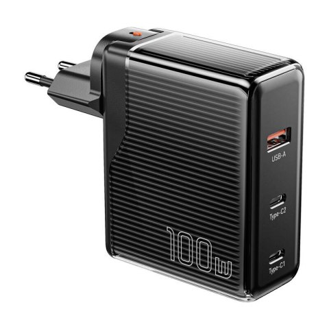 Ładowarka sieciowa, Essager, ECT2CA-ZXB01-Z, GaN, USB-A, USB-C 100W (czarna) Ładowarka sieciowa, Essager, ECT2CA-ZXB01-Z, GaN, USB-A, USB-C 100W (czarna)