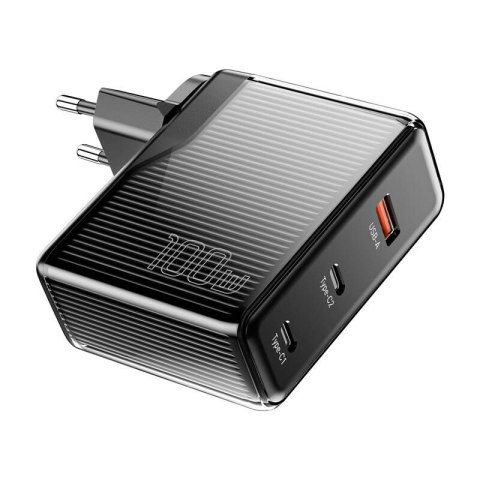Ładowarka sieciowa, Essager, ECT2CA-ZXB01-Z, GaN, USB-A, USB-C 100W (czarna) Ładowarka sieciowa, Essager, ECT2CA-ZXB01-Z, GaN, USB-A, USB-C 100W (czarna)