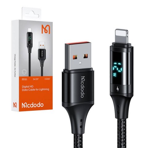 Kabel z wyświetlaczem USB do Lightning Mcdodo CA-1060, 1.2m (czarny) Kabel z wyświetlaczem USB do Lightning Mcdodo CA-1060, 1.2m (czarny)
