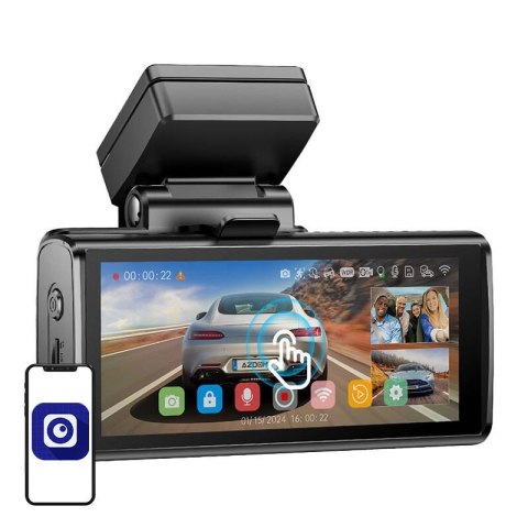 Kamera przednia 4K, tylna 1080p i wewnętrzna 1080p Azdome M580, WiFi 5GHz, GPS, G-Sensor + karta pamięci 64GB Kamera przednia 4K, tylna 1080p i wewnętrzna 1080p Azdome M580, WiFi 5GHz, GPS, G-Sensor + karta pamięci 64GB