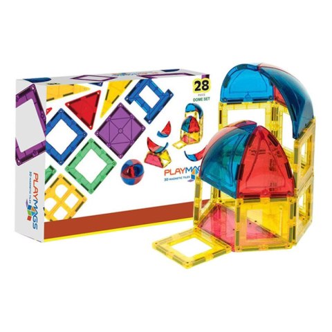 Klocki magnetyczne 3D kopuła Playmags 164 zestaw 28 elementów Klocki magnetyczne 3D kopuła Playmags 164 zestaw 28 elementów