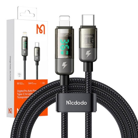 Kabel USB-C do Lightning Mcdodo CA-3600, auto power off, 36W, 1.2m (czarny) Kabel USB-C do Lightning Mcdodo CA-3600, auto power off, 36W, 1.2m (czarny)
