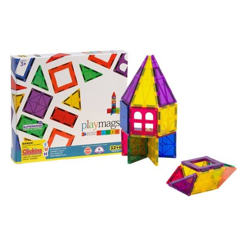 Klocki magnetyczne 3D Playmags 165 zestaw 32 elementów Klocki magnetyczne 3D Playmags 165 zestaw 32 elementów
