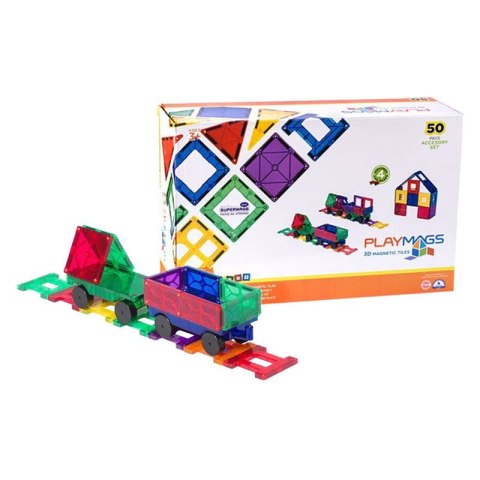 Klocki magnetyczne 3D pociąg Playmags 153 zestaw 50 elementów Klocki magnetyczne 3D pociąg Playmags 153 zestaw 50 elementów