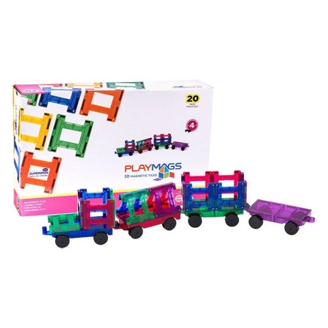Klocki magnetyczne 3D pociąg Playmags 155 zestaw 20 elementów Klocki magnetyczne 3D pociąg Playmags 155 zestaw 20 elementów