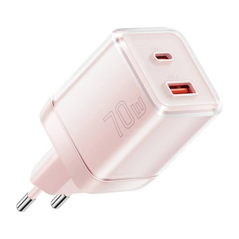 Ładowarka sieciowa Yueqi 70W GaN USB-C + USB-A (różowy) Ładowarka sieciowa Yueqi 70W GaN USB-C + USB-A (różowy)