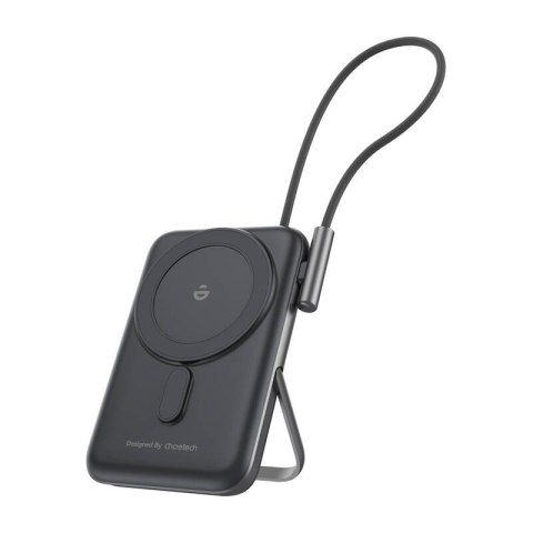 Powerbank magnetyczny Choetech B735 10000mAh 20W PD + kabel USB-C (czarny) Powerbank magnetyczny Choetech B735 10000mAh 20W PD + kabel USB-C (czarny)