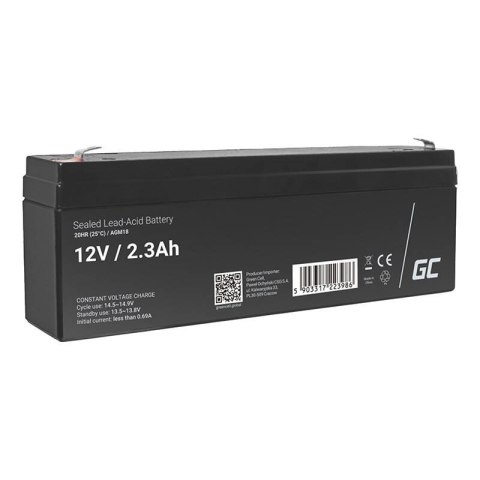 Bezobsługowy Akumulator AGM VRLA Green Cell AGM18 12V 2.3Ah (do systemu alarmowego, kasy fiskalnej, zabawki) Bezobsługowy Akumulator AGM VRLA Green Cell AGM18 12V 2.3Ah (do systemu alarmowego, kasy fiskalnej, zabawki)