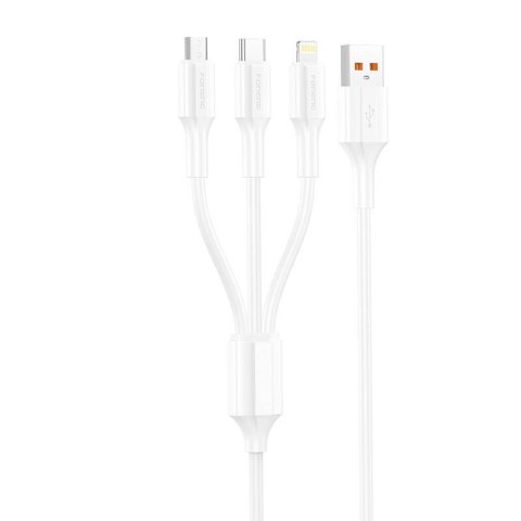 Kabel 3w1 USB do USB-C / Micro USB / Lightning Foneng XS01 , 3A, 1,2m (Biały) Kabel 3w1 USB do USB-C / Micro USB / Lightning Foneng XS01 , 3A, 1,2m (Biały)