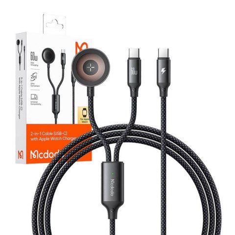 Kabel 2w1 Mcdodo CA-2200 USB-C + ładowarka Apple Watch, 60W, 1.2m Kabel 2w1 Mcdodo CA-2200 USB-C + ładowarka Apple Watch, 60W, 1.2m