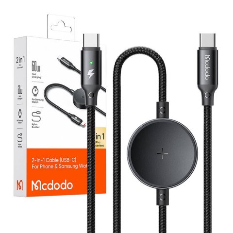 Kabel 2w1 Mcdodo CA-4170 USB-C + bezprzewodowa ładowarka Samsung Watch, 60W, 1.5m Kabel 2w1 Mcdodo CA-4170 USB-C + bezprzewodowa ładowarka Samsung Watch, 60W, 1.5m