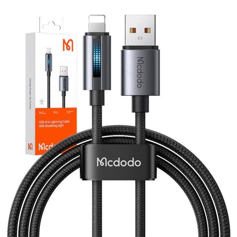 Kabel Mcdodo CA-5660 USB-A do Lightning z pulsującym światłem 1,2m (czarny) Kabel Mcdodo CA-5660 USB-A do Lightning z pulsującym światłem 1,2m (czarny)