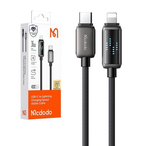 Kabel USB-C do Lightning Mcdodo CA-2630, 36W, wyświetlacz LED, 1.2m Kabel USB-C do Lightning Mcdodo CA-2630, 36W, wyświetlacz LED, 1.2m