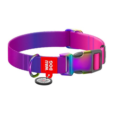 Obroża nylonowa z kodem QR dla psa Waudog gradient, fioletowa , rozmiar L Obroża nylonowa z kodem QR dla psa Waudog gradient, fioletowa , rozmiar L
