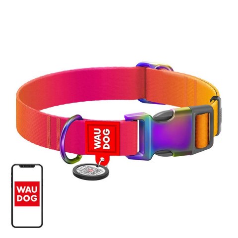 Obroża nylonowa z kodem QR dla psa Waudog gradient, pomaranczowa , rozmiar XL Obroża nylonowa z kodem QR dla psa Waudog gradient, pomaranczowa , rozmiar XL