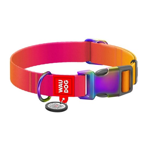 Obroża nylonowa z kodem QR dla psa Waudog gradient, pomaranczowa , rozmiar XL Obroża nylonowa z kodem QR dla psa Waudog gradient, pomaranczowa , rozmiar XL