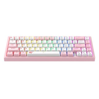 Klawiatura mechaniczna gamingowa Havit KB874L RGB (różowo-biała)
