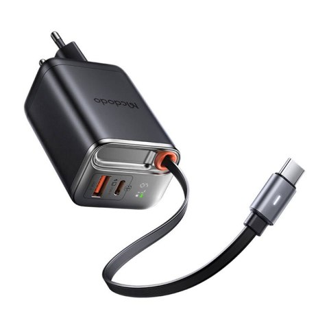 Ładowarka 2w1 USB-C+A McDodo CH-4100 67W GaN, kabel USB-C 65cm, czarna