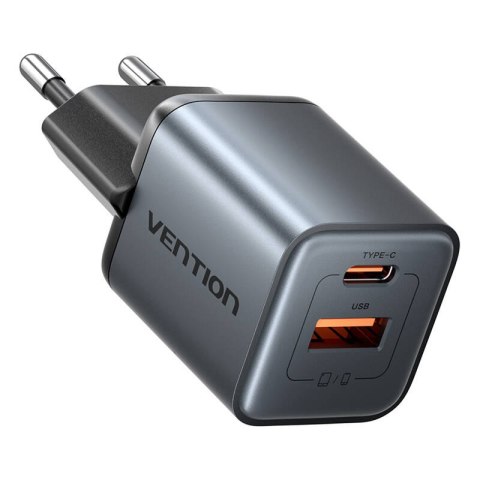 Ładowarka GaN Vention USB-C + USB-A 30W (Szara) Ładowarka GaN Vention USB-C + USB-A 30W (Szara)