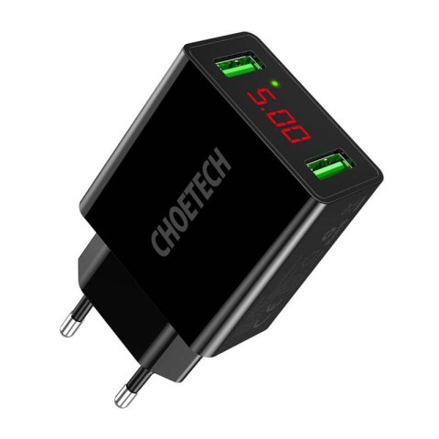 Ładowarka sieciowa C0028 2*USB-A z wyświetlaczem (czarna) Ładowarka sieciowa C0028 2*USB-A z wyświetlaczem (czarna)