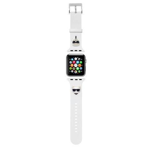 Karl Lagerfeld Silicone Karl & Choupette Heads - Pasek do Apple Watch 42/44/45/49 mm (biały) Karl Lagerfeld Silicone Karl & Choupette Heads - Pasek do Apple Watch 42/44/45/49 mm (biały)
