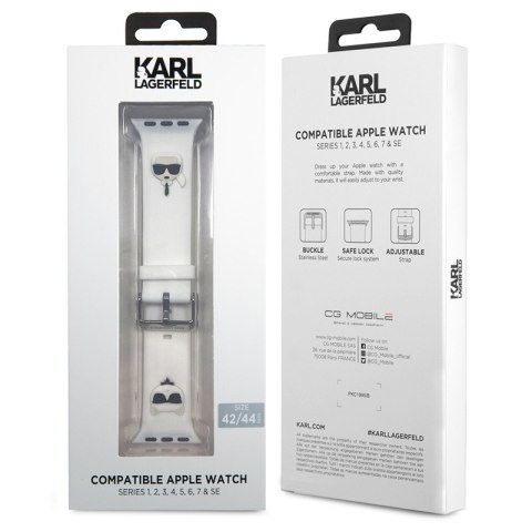 Karl Lagerfeld Silicone Karl & Choupette Heads - Pasek do Apple Watch 42/44/45/49 mm (biały) Karl Lagerfeld Silicone Karl & Choupette Heads - Pasek do Apple Watch 42/44/45/49 mm (biały)