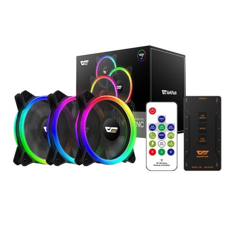 Zestaw wentylatorów ARGB do komputera Darkflash DR12 Pro 3w1 120x120 (czarny) Zestaw wentylatorów ARGB do komputera Darkflash DR12 Pro 3w1 120x120 (czarny)