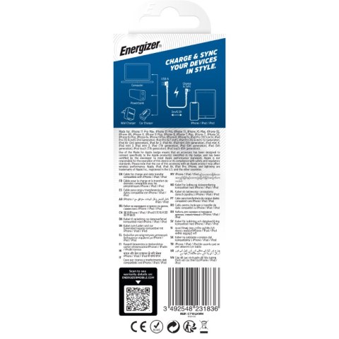 Energizer Ultimate - Kabel gamingowy USB-A do Lightning 90° certyfikat MFi 2m (Biały) Energizer Ultimate - Kabel gamingowy USB-A do Lightning 90° certyfikat MFi 2m (Biały)