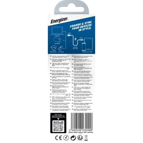 Energizer Ultimate - Kabel połączeniowy USB-A do USB-C 2m (Srebrny) Energizer Ultimate - Kabel połączeniowy USB-A do USB-C 2m (Srebrny)