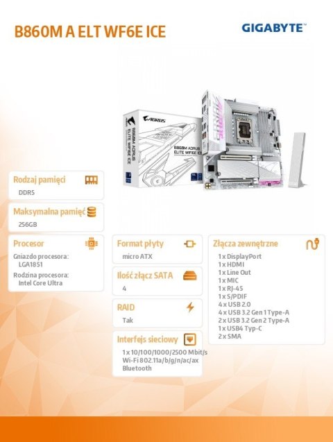 Płyta główna B860M A ELT WF6E ICE
