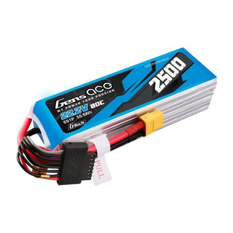 Akumulator Gens ace G-Tech 2500mAh 22.2V 80C 6S1P Lipo z konektorem XT60 plug Akumulator Gens ace G-Tech 2500mAh 22.2V 80C 6S1P Lipo z konektorem XT60 plug