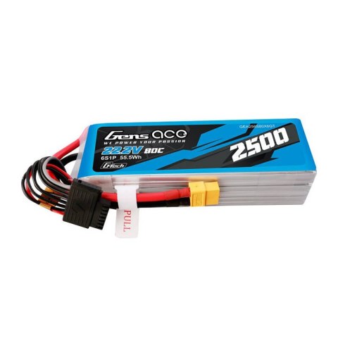 Akumulator Gens ace G-Tech 2500mAh 22.2V 80C 6S1P Lipo z konektorem XT60 plug Akumulator Gens ace G-Tech 2500mAh 22.2V 80C 6S1P Lipo z konektorem XT60 plug