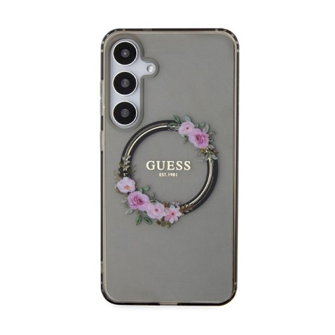 Guess IML Flowers Wreath MagSafe - Etui Samsung Galaxy S24+ (czarny)