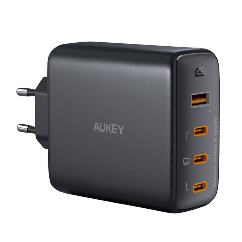 Ładowarka sieciowa Aukey PA-B7S, 1xUSB-A, 3xUSB-C, 100W GaN (czarna) Ładowarka sieciowa Aukey PA-B7S, 1xUSB-A, 3xUSB-C, 100W GaN (czarna)